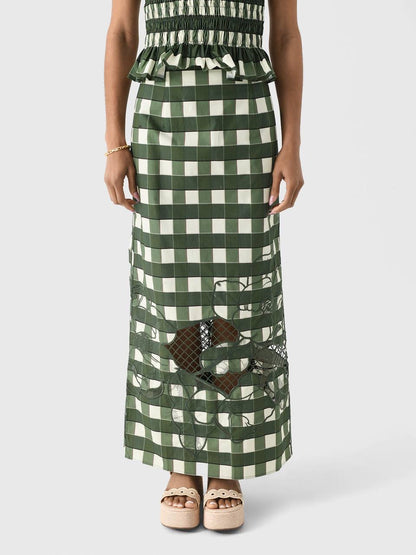 CLE Celeste Shirred Top | Esme Embroidered Midi Skirt | Cotton Set