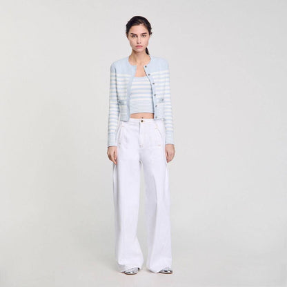 SD Biarritz Blue Stripe Cotton-knit Cardigan