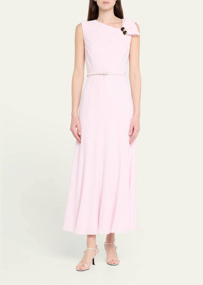 RM Bow Embellished Satin Crepe Belted Maxi Dress