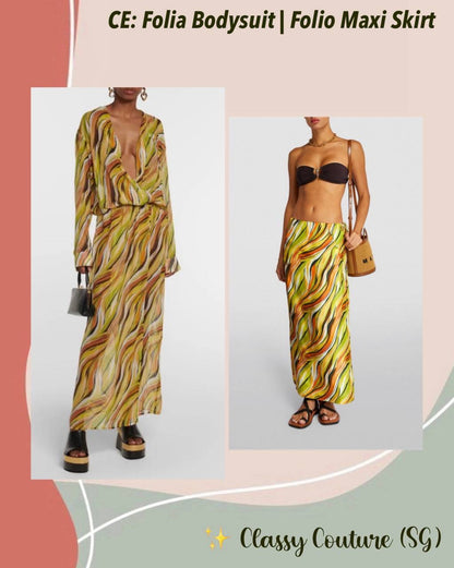 CE Folia Silk Bodysuit | Folio Maxi Skirt | Set