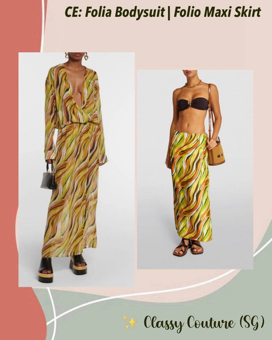 CE Folia Silk Bodysuit | Folio Maxi Skirt | Set