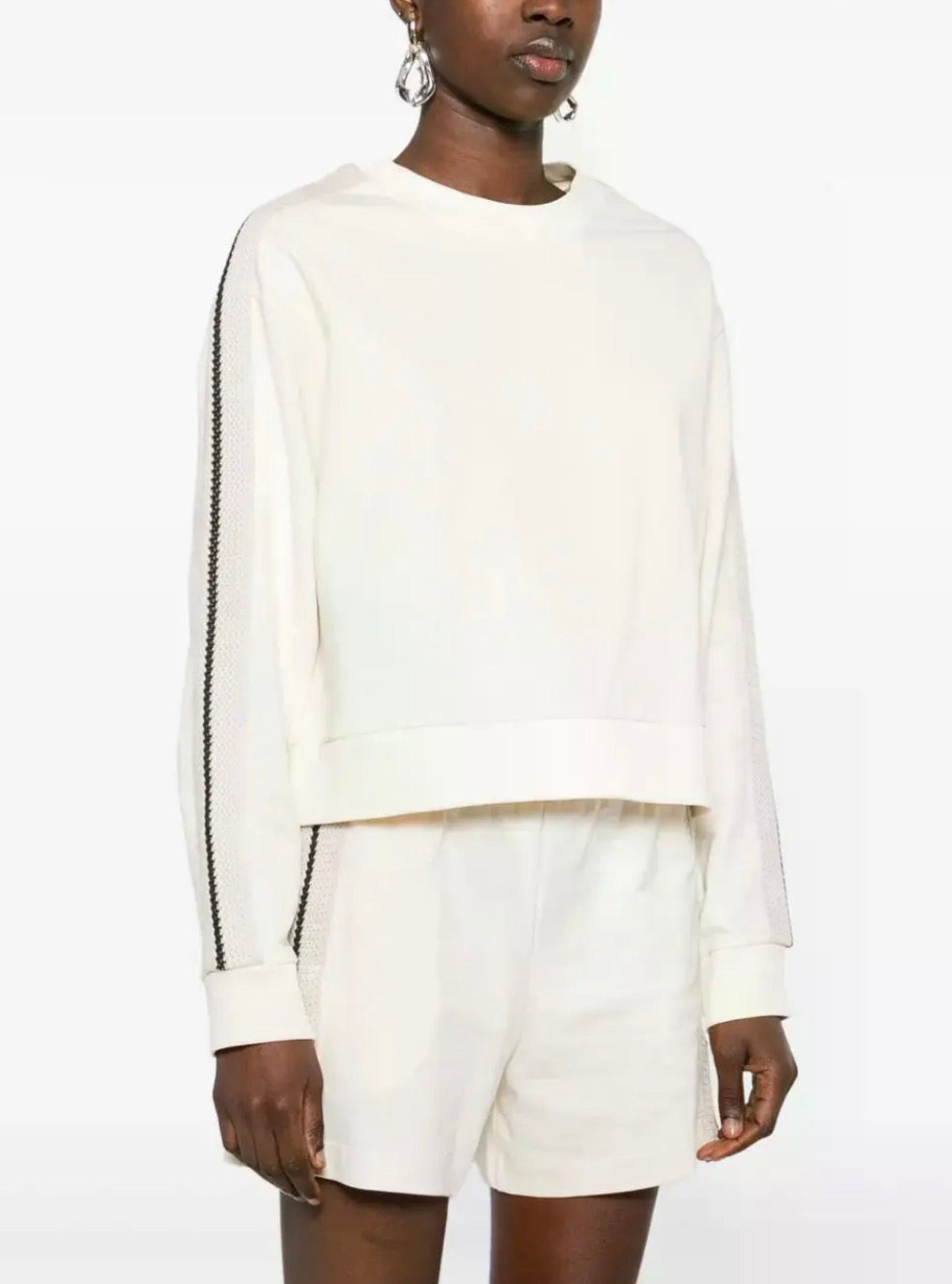 MC Crochet Accent Cotton Sweatshirt Pullover | Shorts | Set