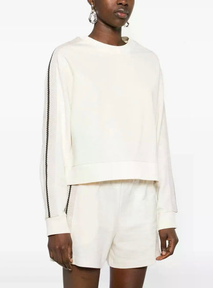 MC Crochet Accent Cotton Sweatshirt Pullover | Shorts | Set