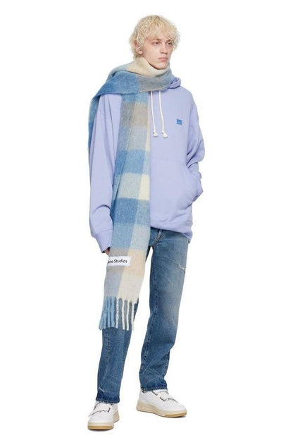 4 Colors! AC Checked Alpaca-Wool-Mohair blend Fringed Scarf