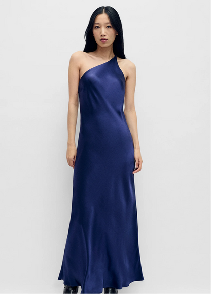 SL Slope Midi Dress One Shoulder Silk
