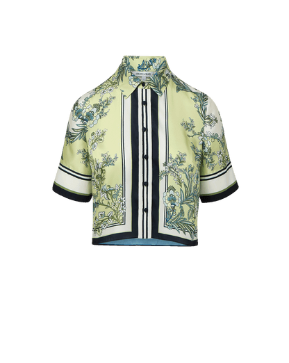VB Spruce Button Down Silky Twill Cropped Shirt