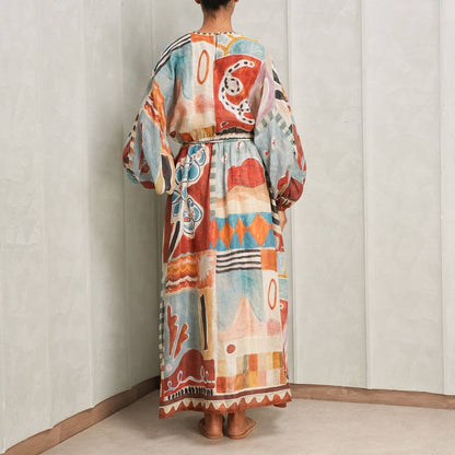 ALM Michelle Printed Ramie Midi Dress