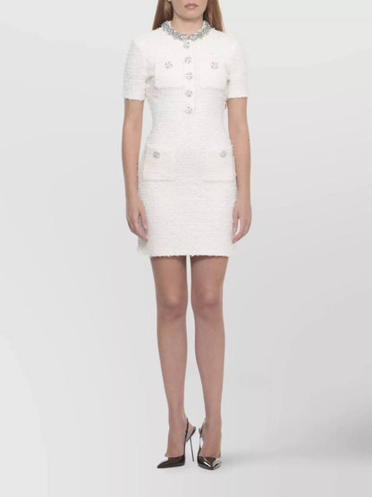 SP Ivory Textured-Knit Mini Dress