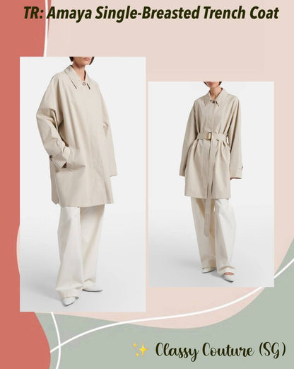 TR Amaya Washed Cotton Trench Car Coat in Beige (lining replaced)