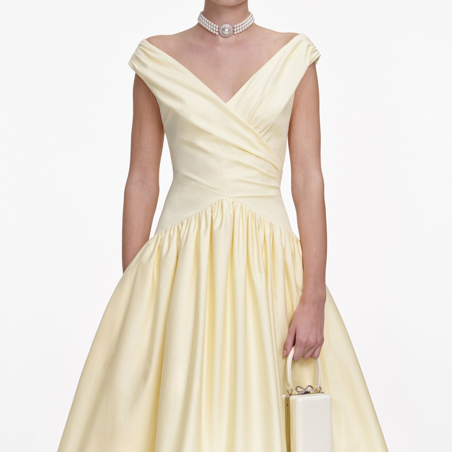 SP Yellow Off Shoulder Cotton Midi Dress