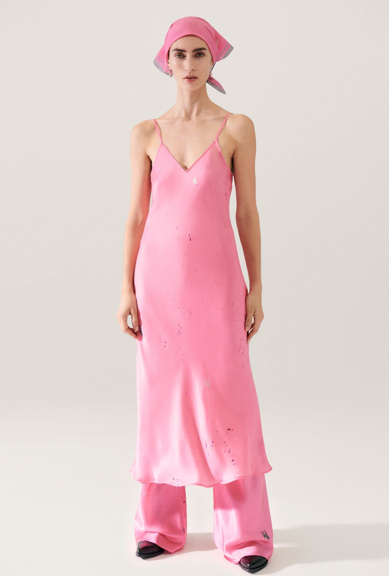 SL 90s Silk Slip Midi Dress in Hog Wash Pink