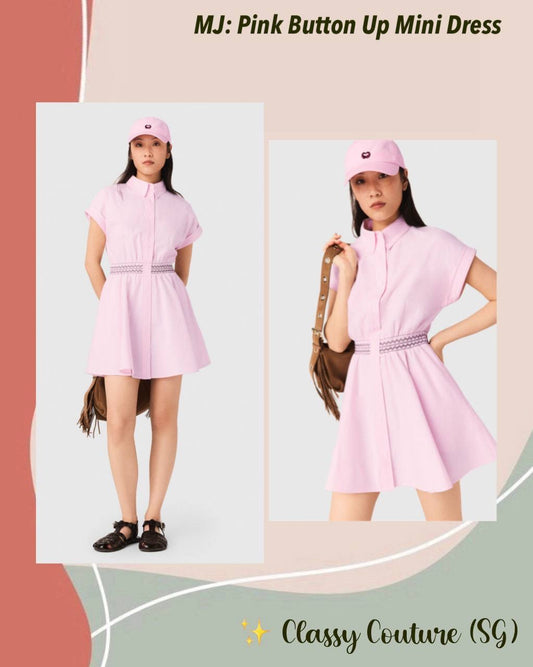 MJ Pink Button Up Mini Dress