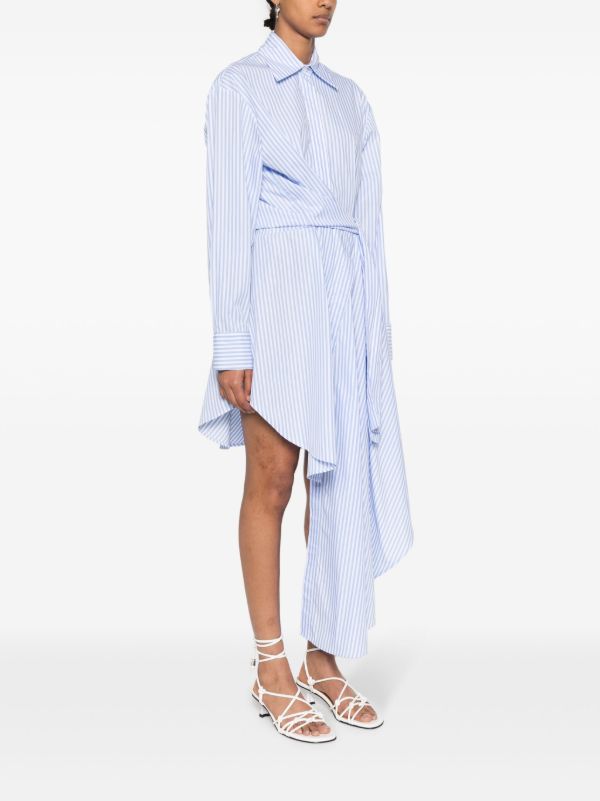 2 Colors! MSE Cascade Deconstructed Striped Stretch-Cotton Midi Dress