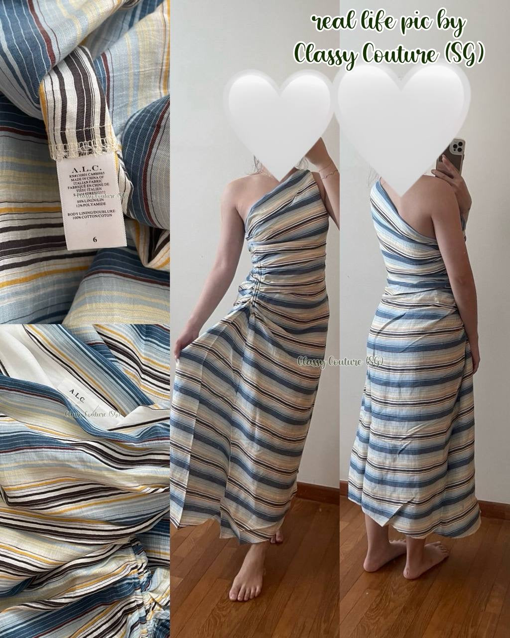 2 Colors! ALC Carolyn Viscose-Silk One Shoulder Midi Dress