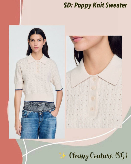 SD Poppy Knit Short Sleeve Polo Sweater Top