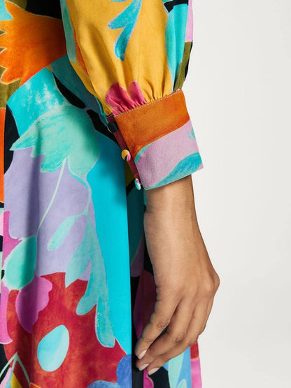 RX Marigold Silk Pussybow Maxi Dress