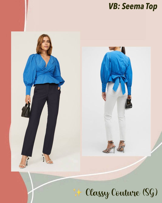 VB Seema Taffeta V Wrap Waist Top