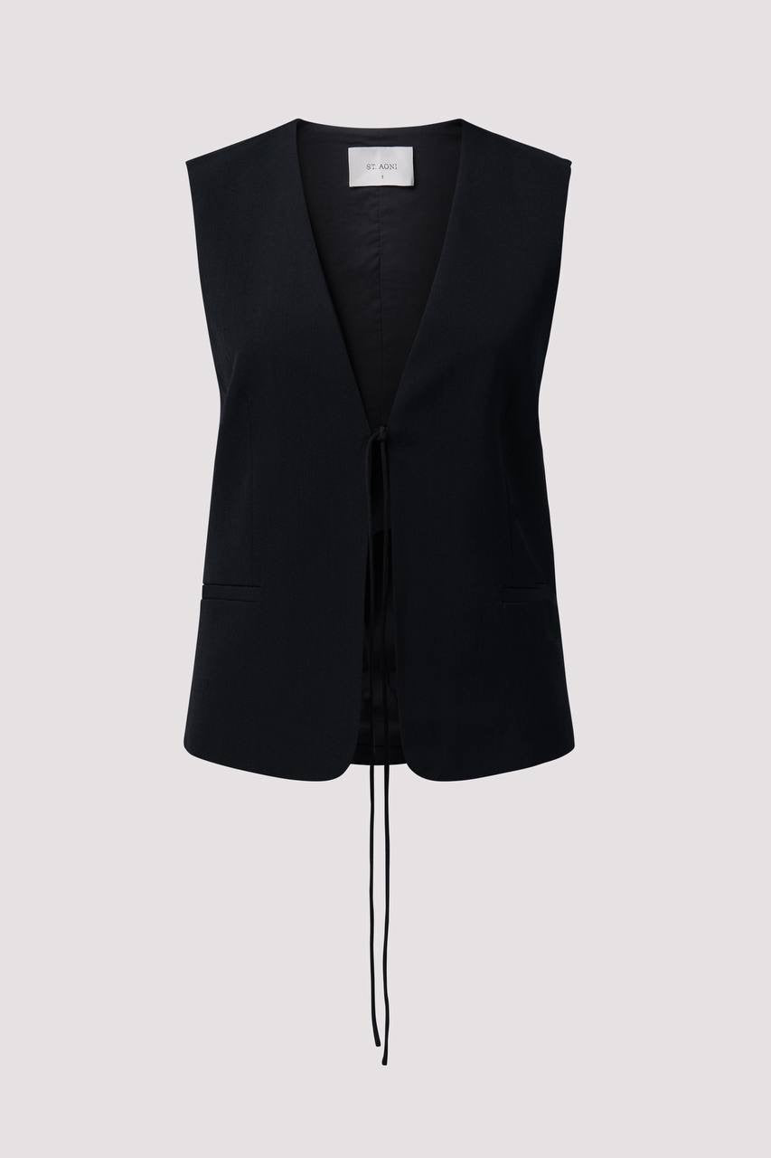 SA Black Rouleau Wool-blend Sleeveless Vest Top