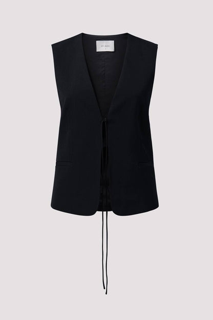 SA Black Rouleau Wool-blend Sleeveless Vest Top