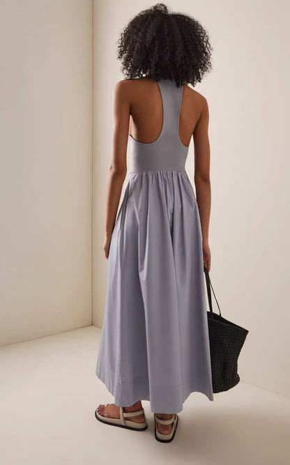 3 Colors! SA Plunge Neck Viscose-blend Knit & Cotton Midi Maxi Dress