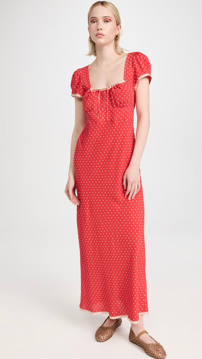 SALE! RX Marisa Viscose Midi Dress in Spot Red