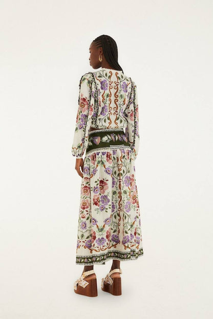FR Rococo Flowers Midi Skirt