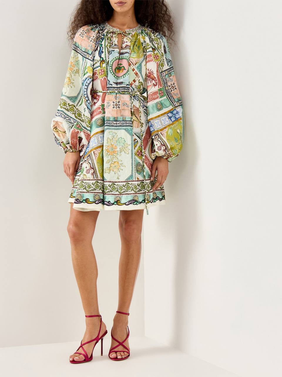 ALM Tommasina Ramie Tie Mini Dress Shirtdress