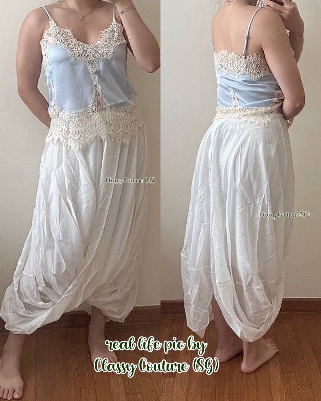 4 Colors! Tot Cocoon Lyocell-Cotton Draped Midi Maxi Skirt