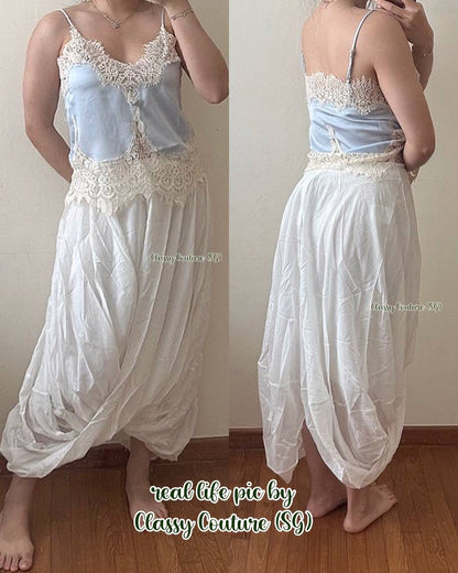 4 Colors! Tot Cocoon Lyocell-Cotton Draped Midi Maxi Skirt