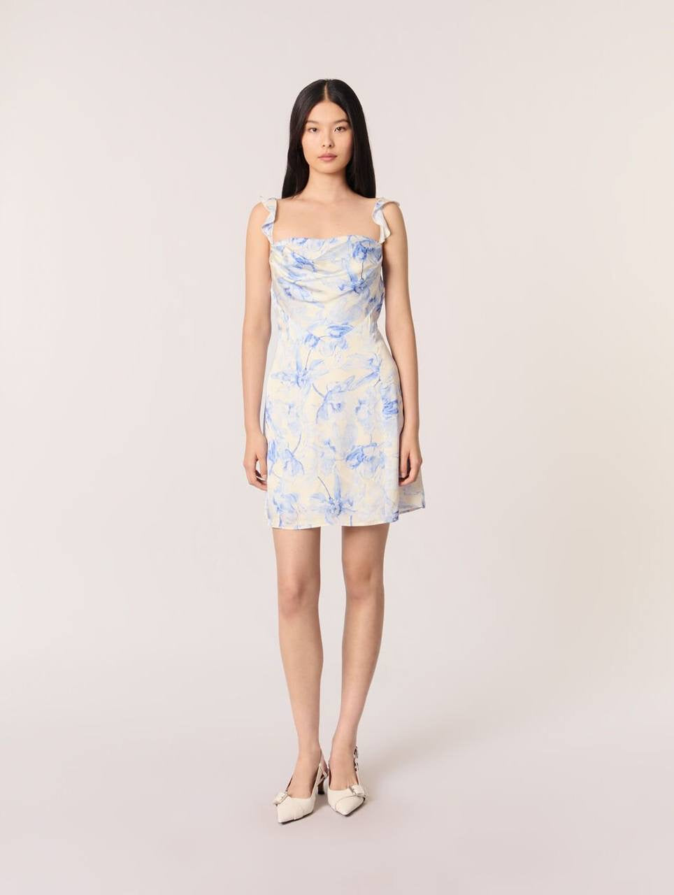 SALE! MJ Romantiblue Short Patterned Floral Drape Viscose Mini Dress