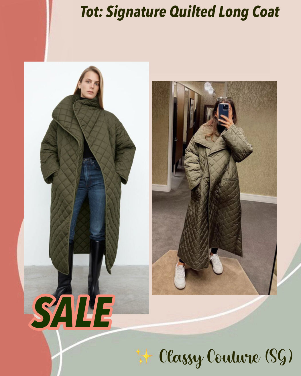 SALE! Tot Signature Quilted Long Coat