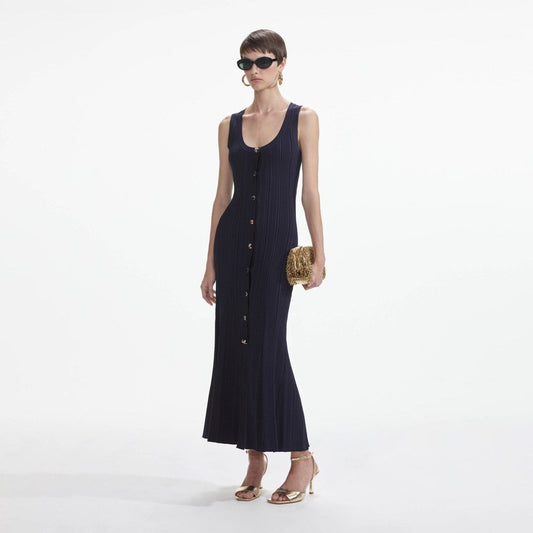 SP Navy Viscose Knit Midi Dress