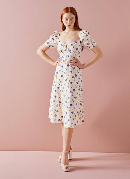 LKB Phelia Cotton-Blend Sweetheart Midi Dress