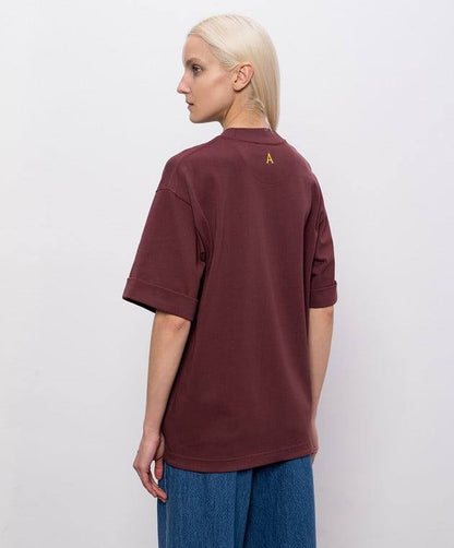 ALM Camelia Embroidered Cotton Tee Shirt