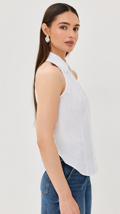 VB Harper Stretch-Cotton Poplin Top