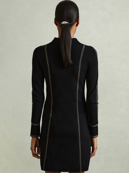 RS Edena Knitted Contrast Seam Mini Dress