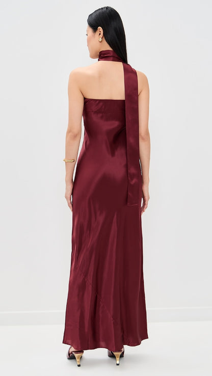SALE! Oren Strapless Bandeau Silk Maxi Dress with Scarf