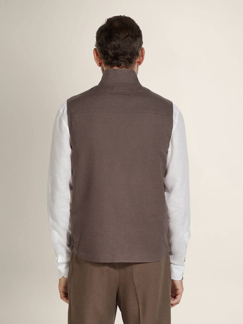 ZN Men’s Slim Fit Oasi Linen-cotton Gilet Vest