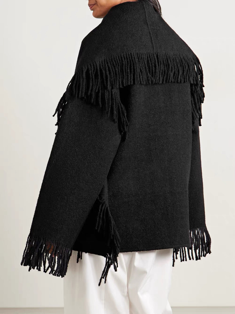 Tot Fringed Wool-Blend Scarf Jacket