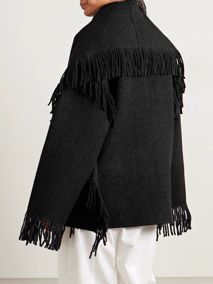 Tot Fringed Wool-Blend Scarf Jacket