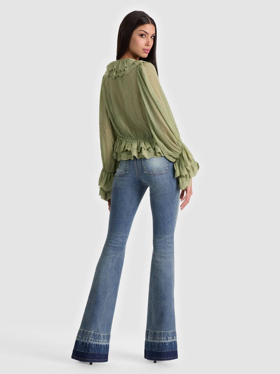 AO Roseline Bell High-Rise Flared Stretch-cotton Denim Jeans