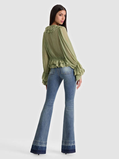 AO Roseline Bell High-Rise Flared Stretch-cotton Denim Jeans
