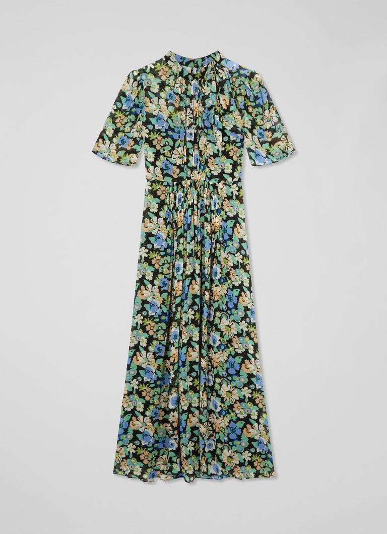 LKB Thelma Tie-Neck Viscose Midi Dress