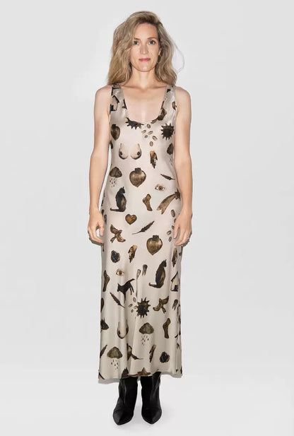 7 Prints! SL Silk Scoop Neck Midi Dress