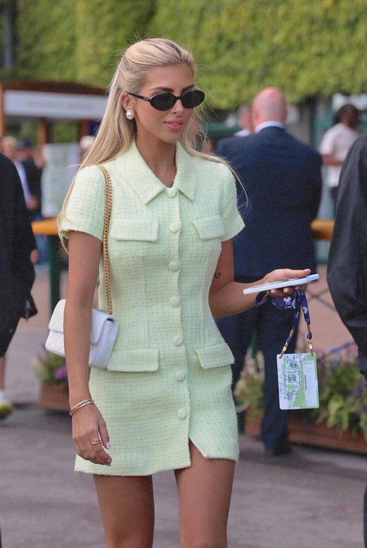 SP Lime Green Tweed Boucle Mini Dress