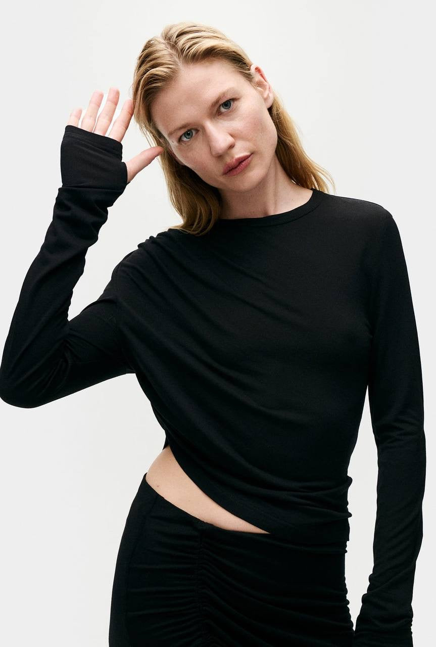 SALE! SL Jersey Modal-silk Drape Long Sleeved Top