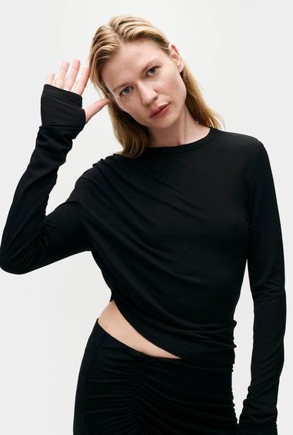 SALE! SL Jersey Modal-silk Drape Long Sleeved Top