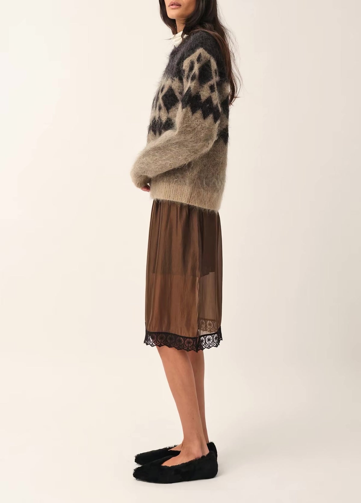 Gilian Viscose-blend Lace-trim Midi Skirt