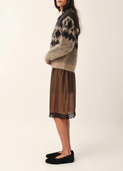 Gilian Viscose-blend Lace-trim Midi Skirt