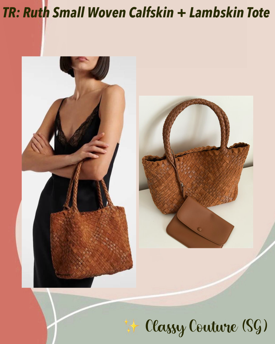 TR Ruth Small Woven Lambskin Leather & Calfskin Suede Tote Bag